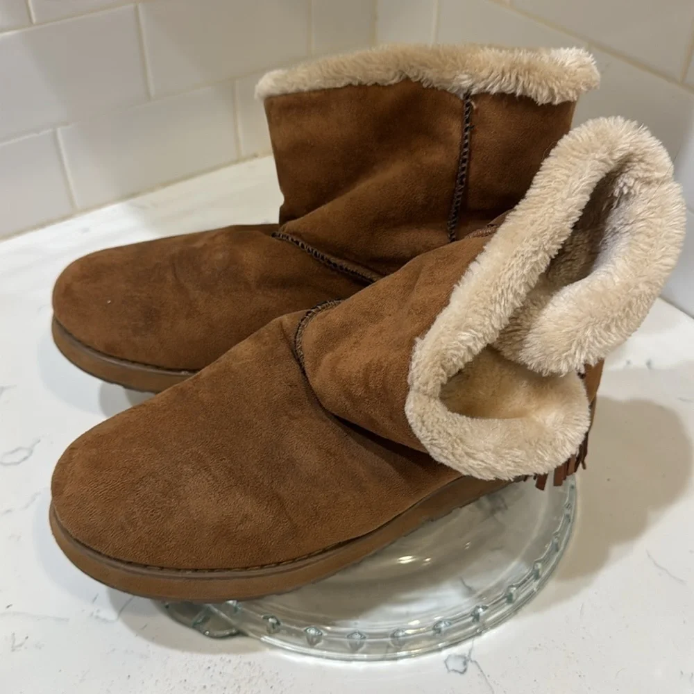 Skechers Keepsakes Tribute Fur Fringe Comfort Women's ankle Boots Sz. 9